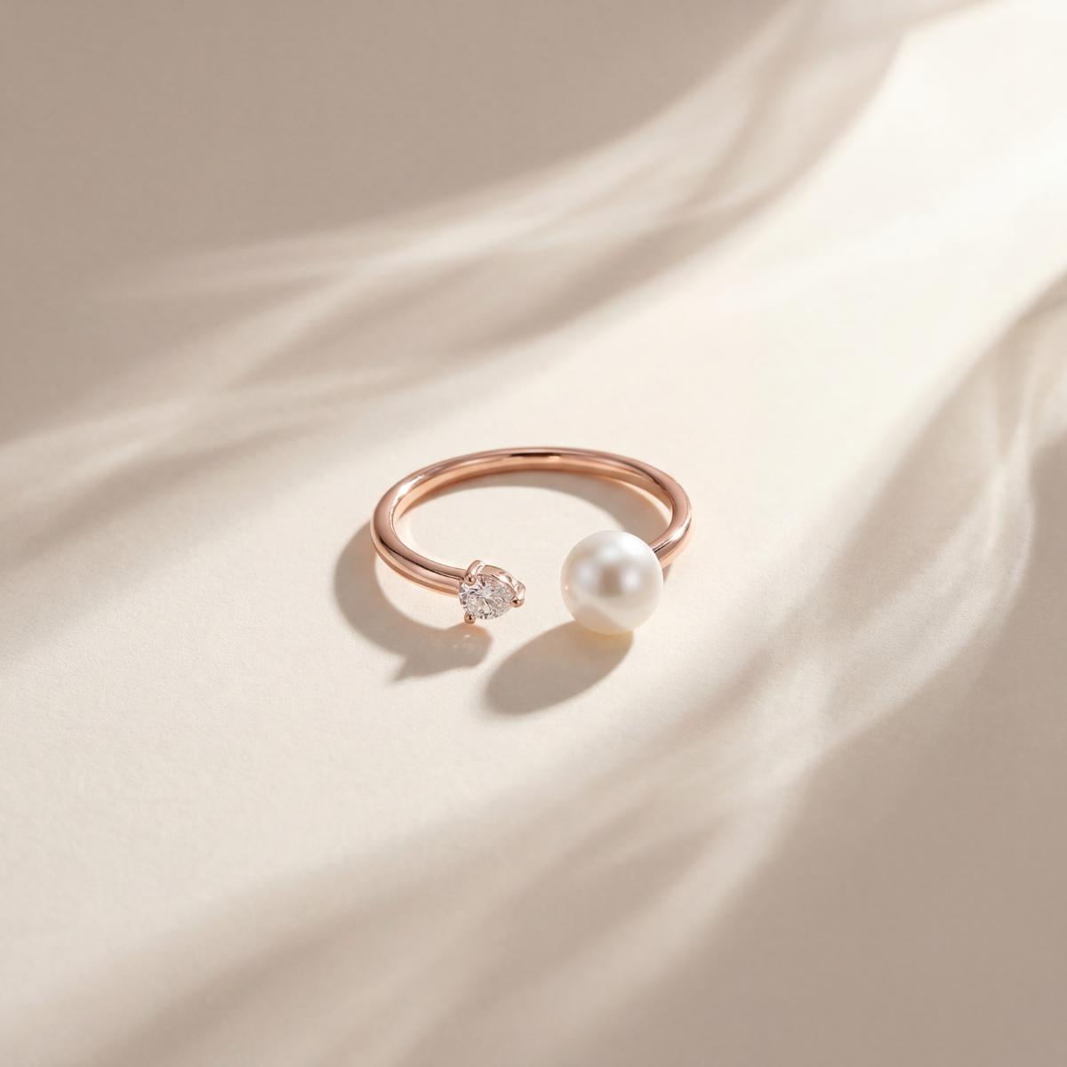 Rose Gold Adjustable Pearl Duo Ring product image 3