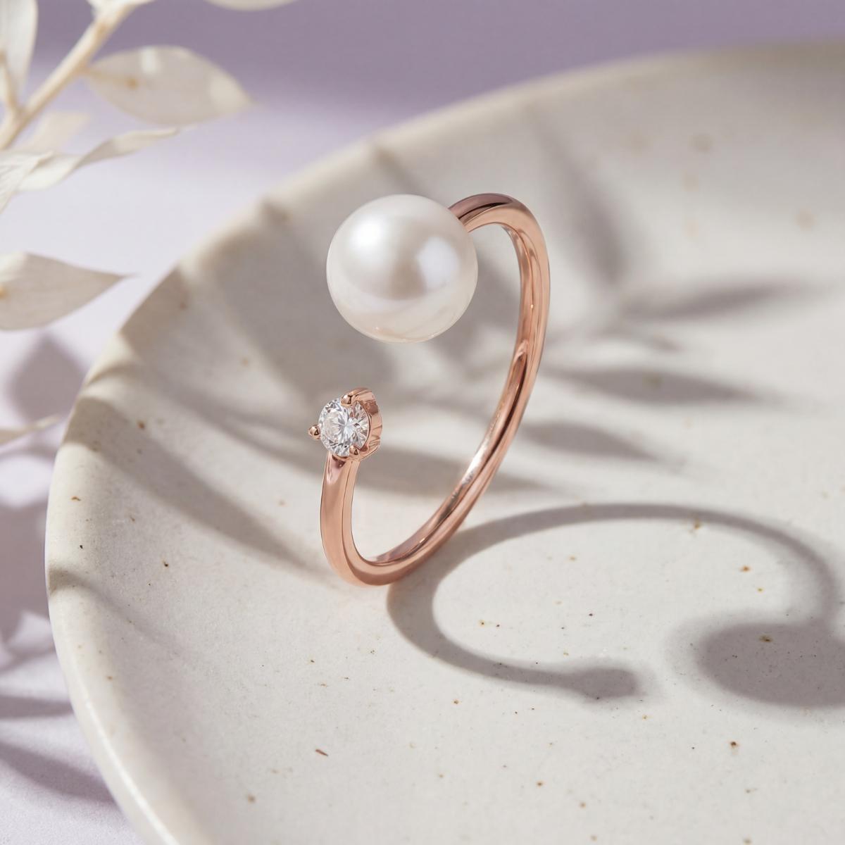 Rose Gold Adjustable Pearl Duo Ring product image 5