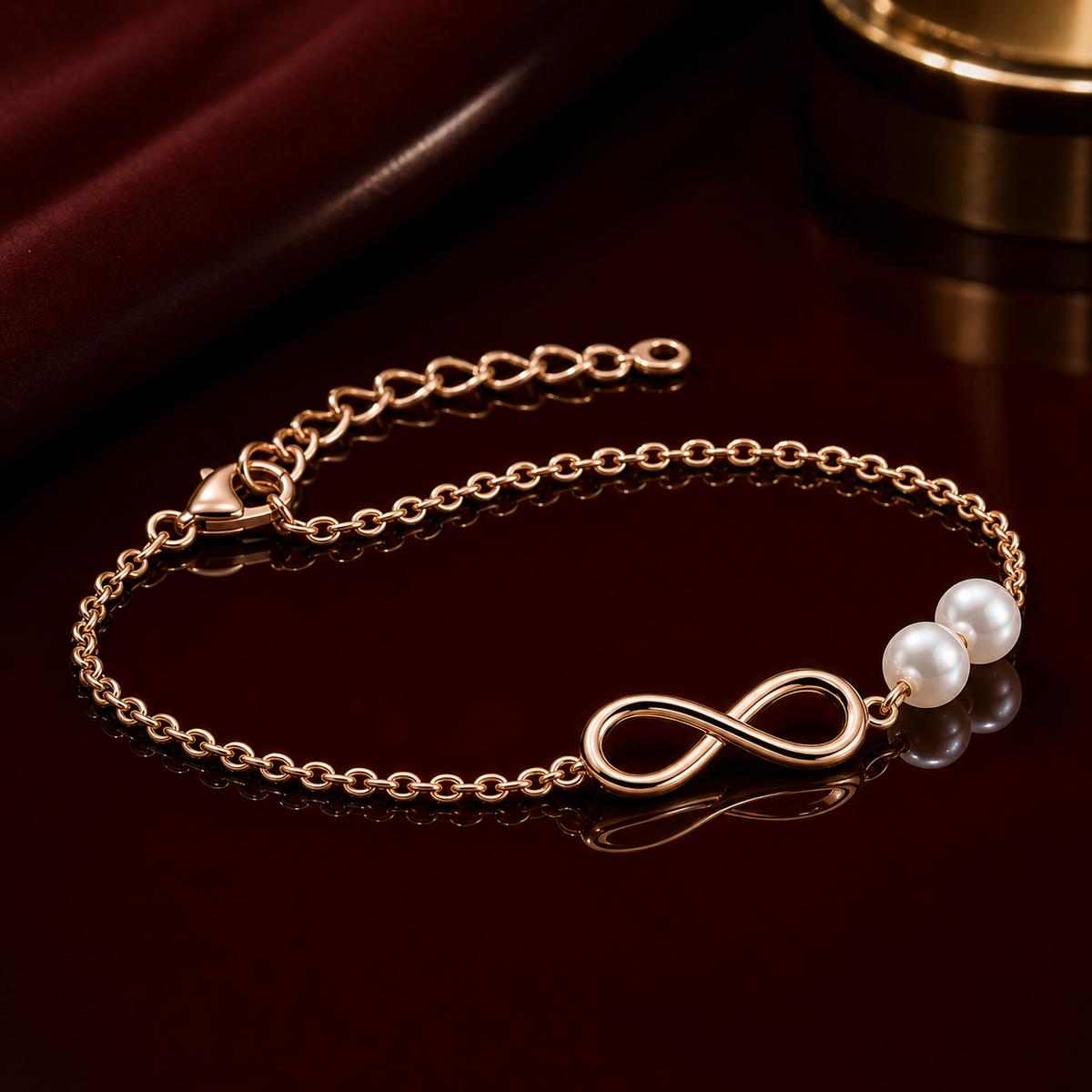 Rose Gold Pearl Infinity Bracelet product image 1
