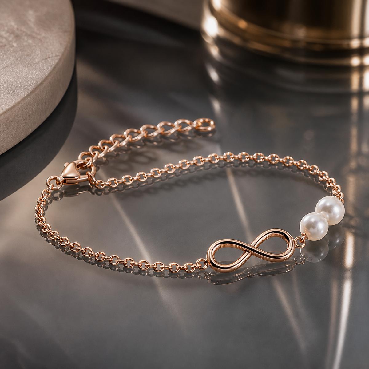 Rose Gold Pearl Infinity Bracelet product image 9