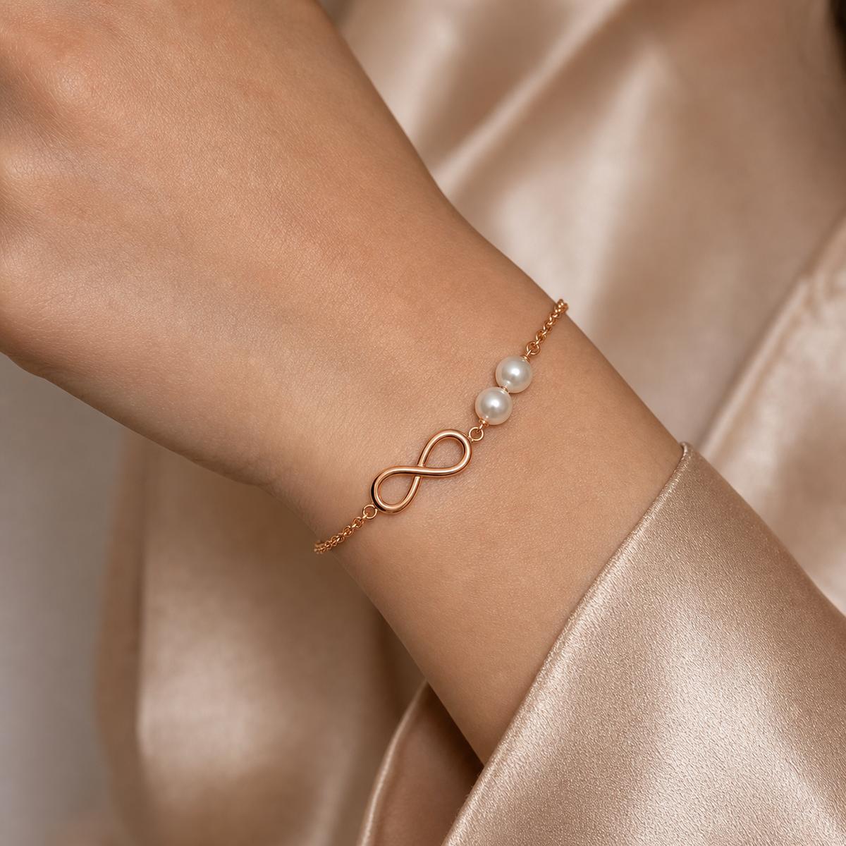 Rose Gold Pearl Infinity Bracelet product image 4