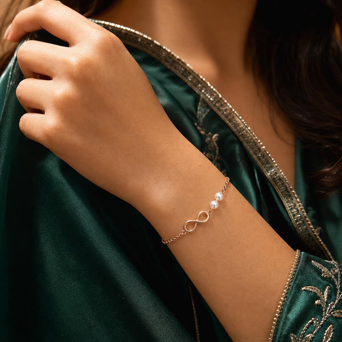 Rose Gold Pearl Infinity Bracelet product image 10