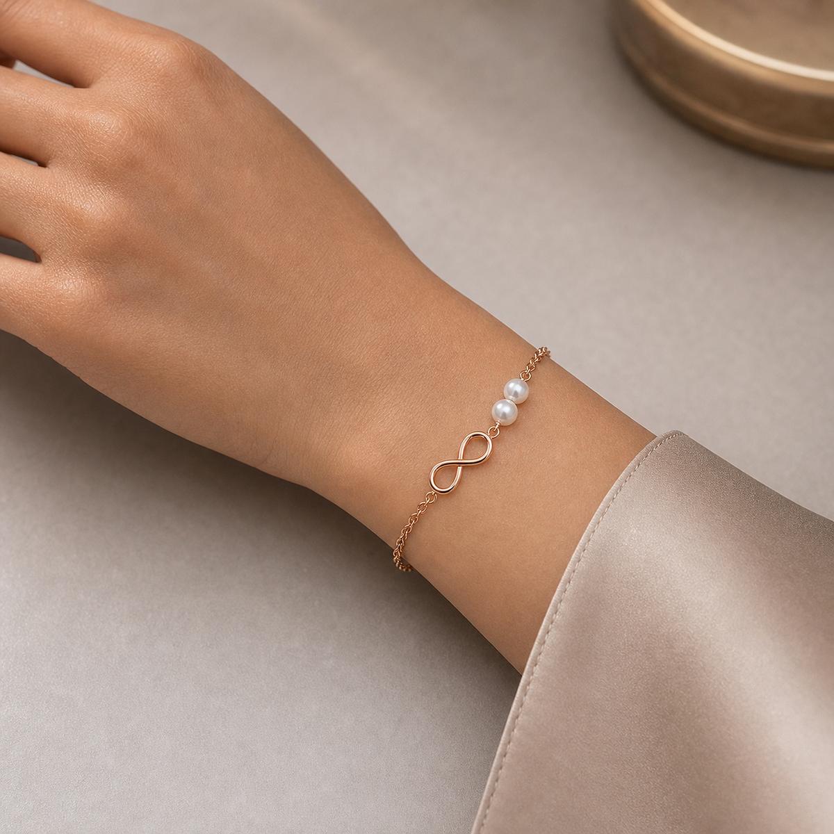 Rose Gold Pearl Infinity Bracelet product image 13