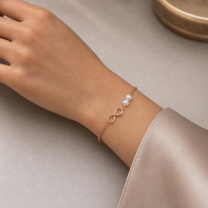 Rose Gold Pearl Infinity Bracelet product image 13