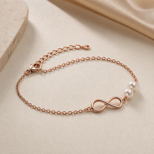 Rose Gold Pearl Infinity Bracelet product image 2