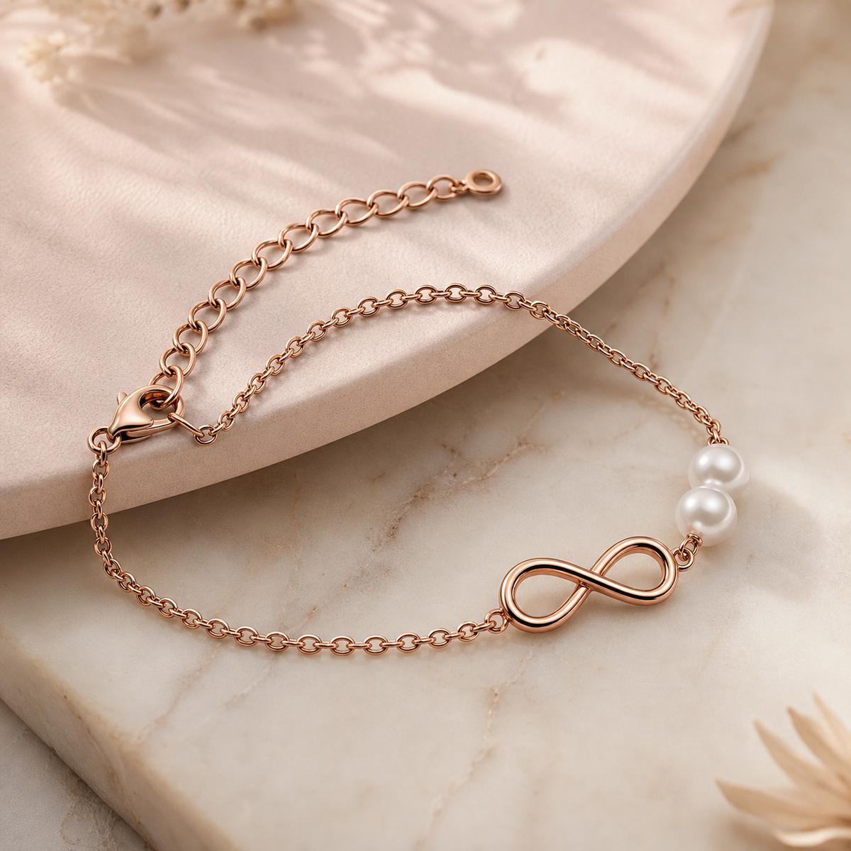 Rose Gold Pearl Infinity Bracelet product image 3