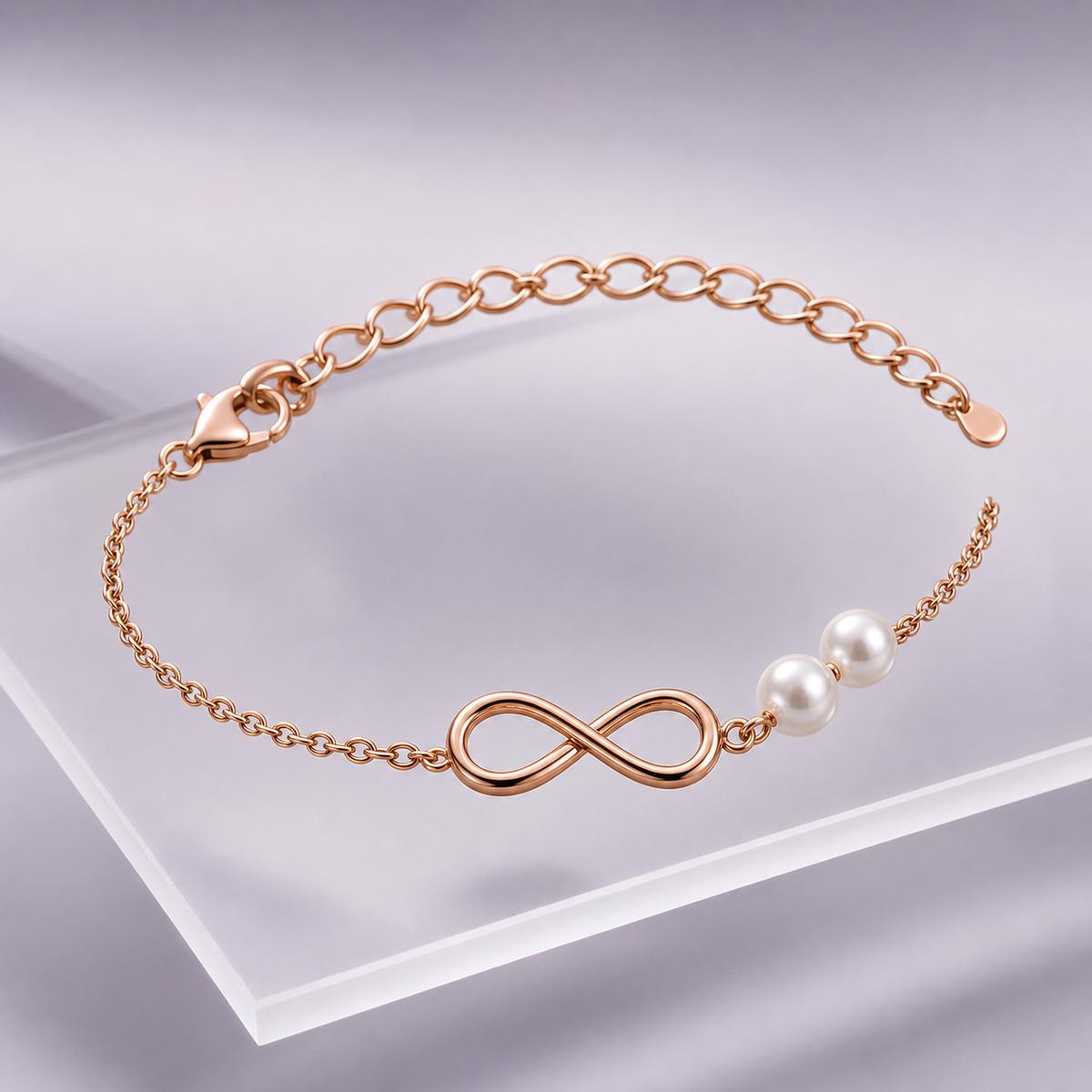 Rose Gold Pearl Infinity Bracelet product image 12