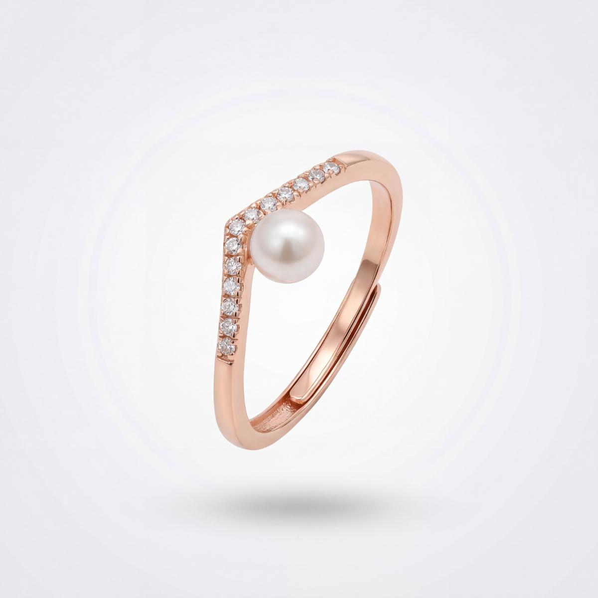 Rose Gold Adjustable Pearl Line Ring product image 1
