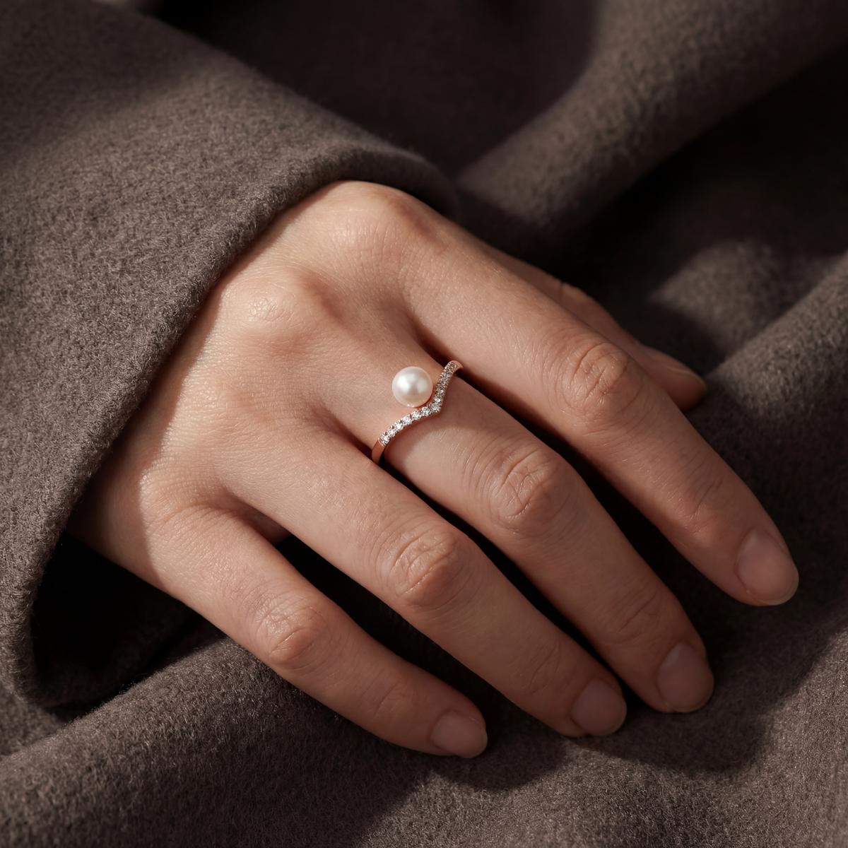 Rose Gold Adjustable Pearl Line Ring product image 8