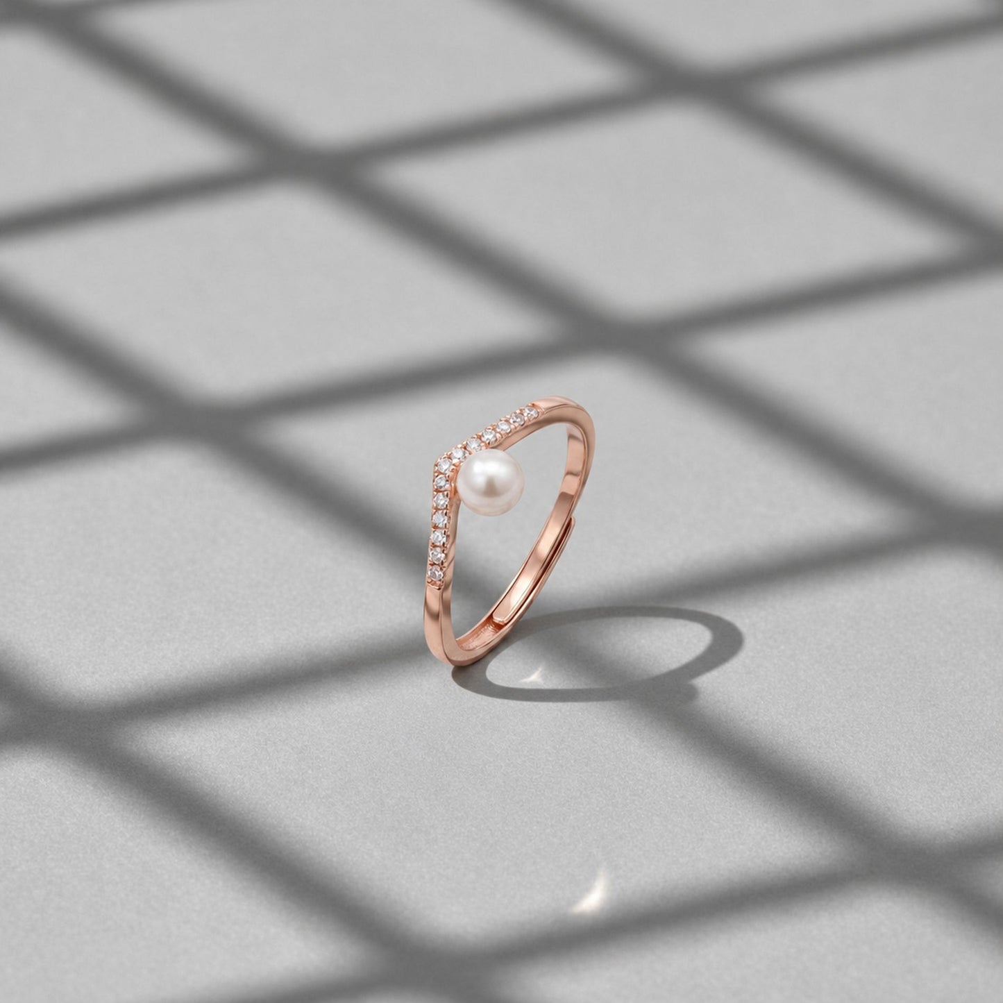 Rose Gold Adjustable Pearl Line Ring product image 4