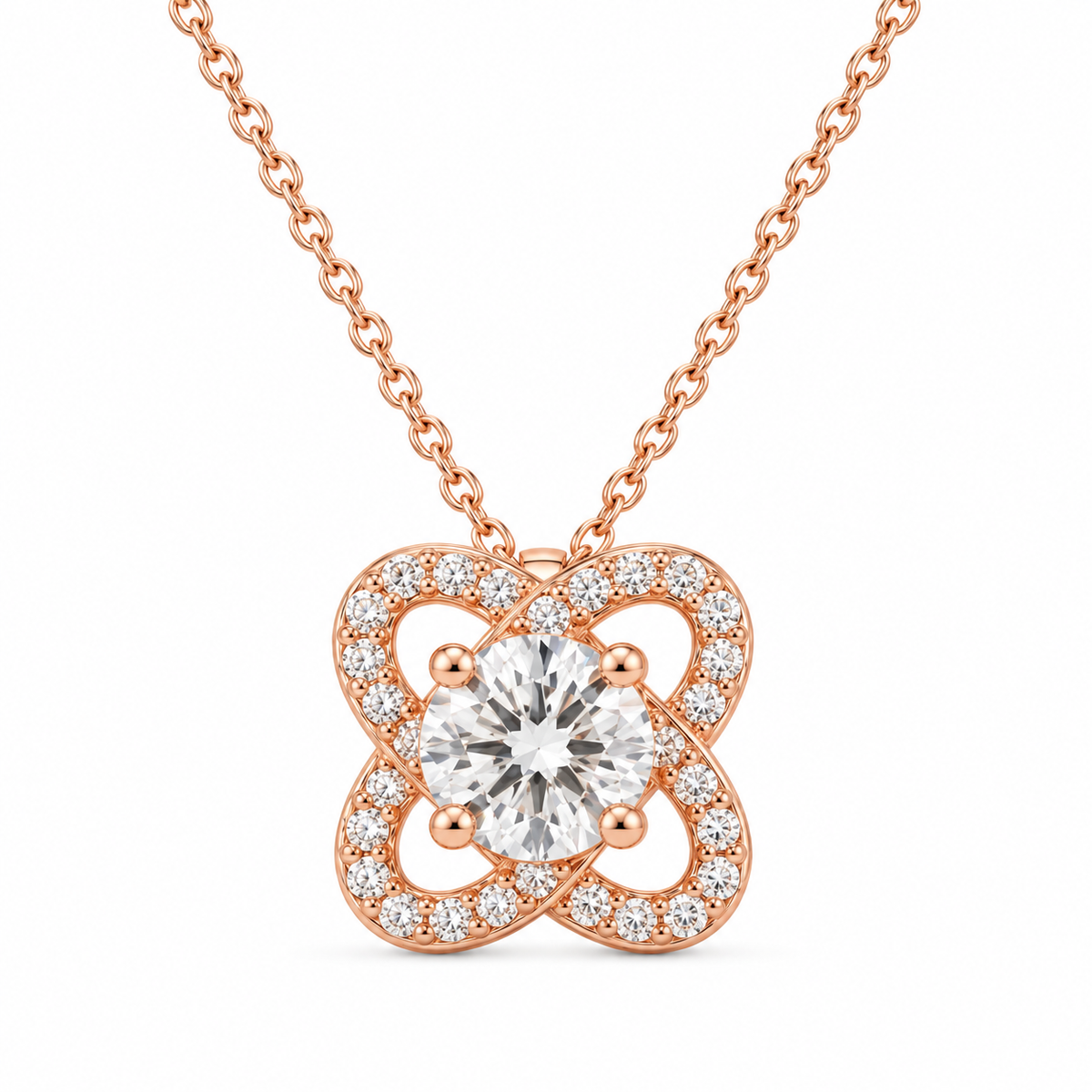 Rose Gold Petal Cross Bloom Pendant