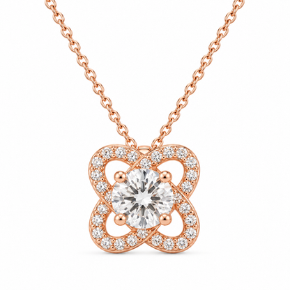 Rose Gold Petal Cross Bloom Pendant