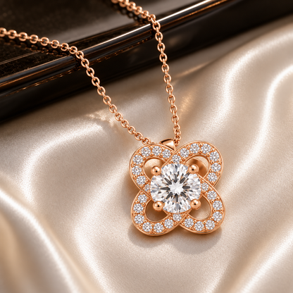 Rose Gold Petal Cross Bloom Pendant