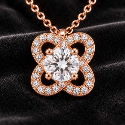 Rose Gold Petal Cross Bloom Pendant