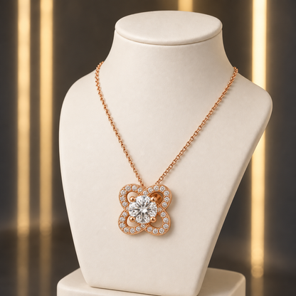 Rose Gold Petal Cross Bloom Pendant