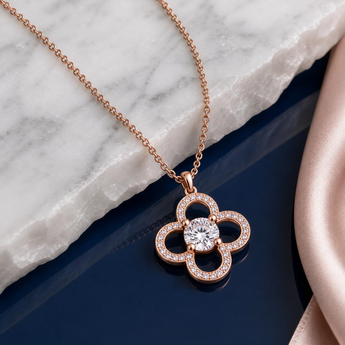 Rose Gold Petal Cross Bloom Pendant product image 5