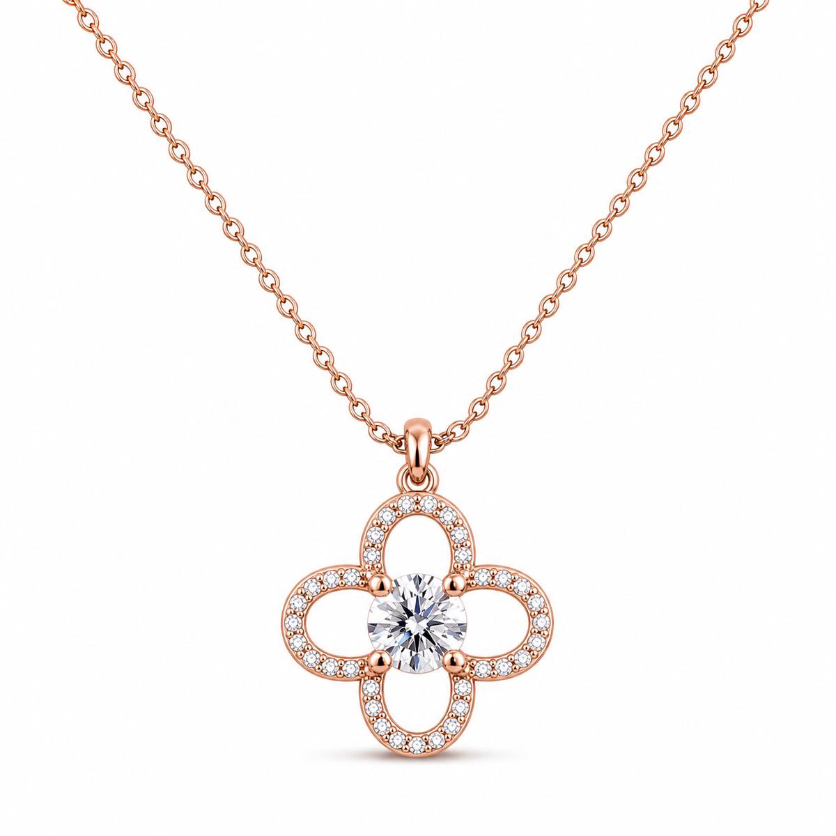 Rose Gold Petal Cross Bloom Pendant product image 1