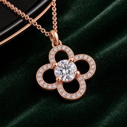 Rose Gold Petal Cross Bloom Pendant design detail
