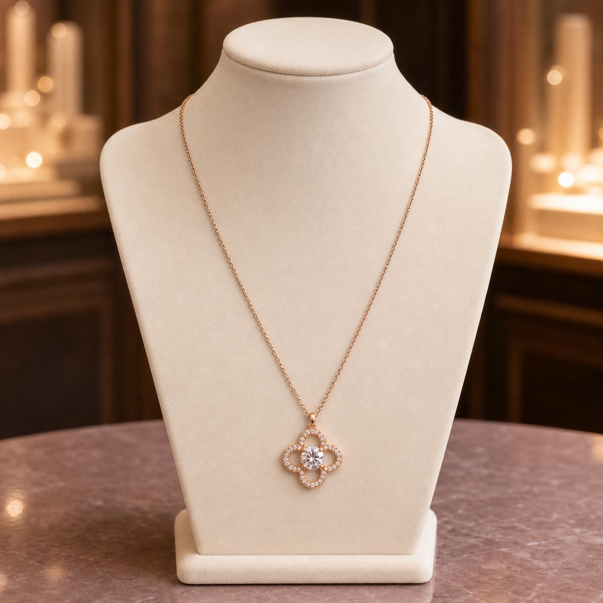 Rose Gold Petal Cross Bloom Pendant product image 6
