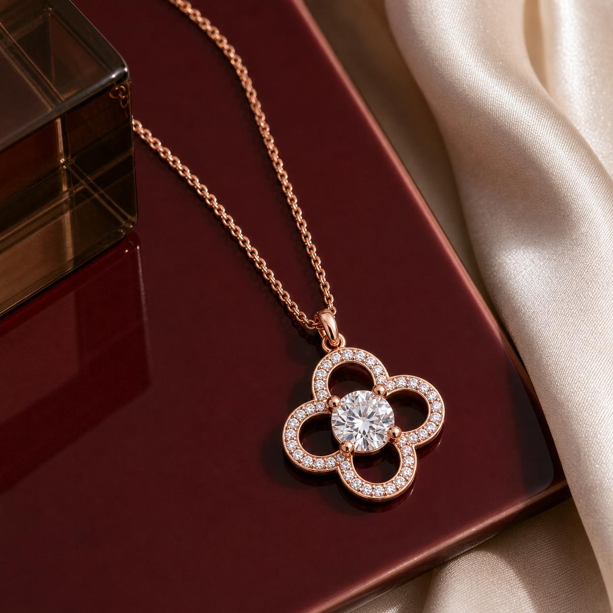 Rose Gold Petal Cross Bloom Pendant product image 2