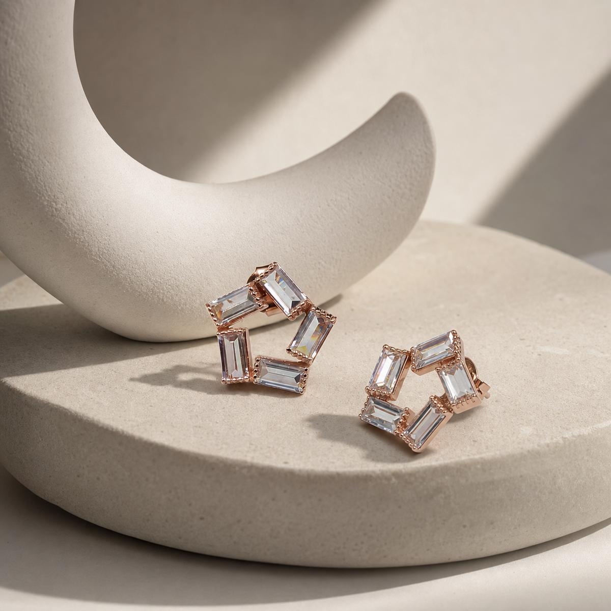 Rose Gold Prism Baguette Star Earrings product image 4