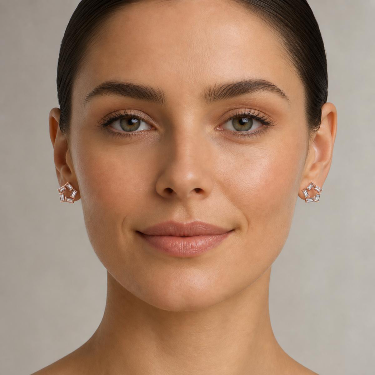 Rose Gold Prism Baguette Star Earrings product image 7