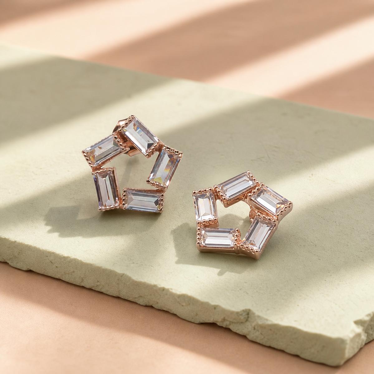 Rose Gold Prism Baguette Star Earrings product image 5