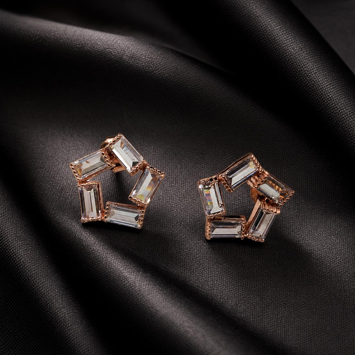 Rose Gold Prism Baguette Star Earrings product image 6