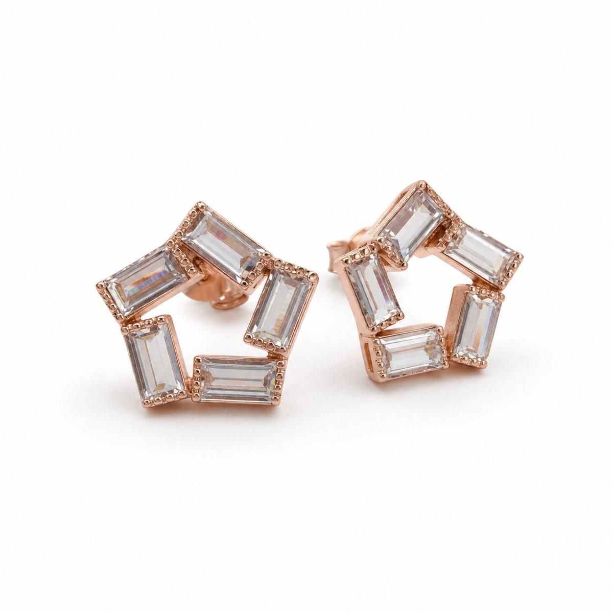 Rose Gold Prism Baguette Star Earrings product image 2