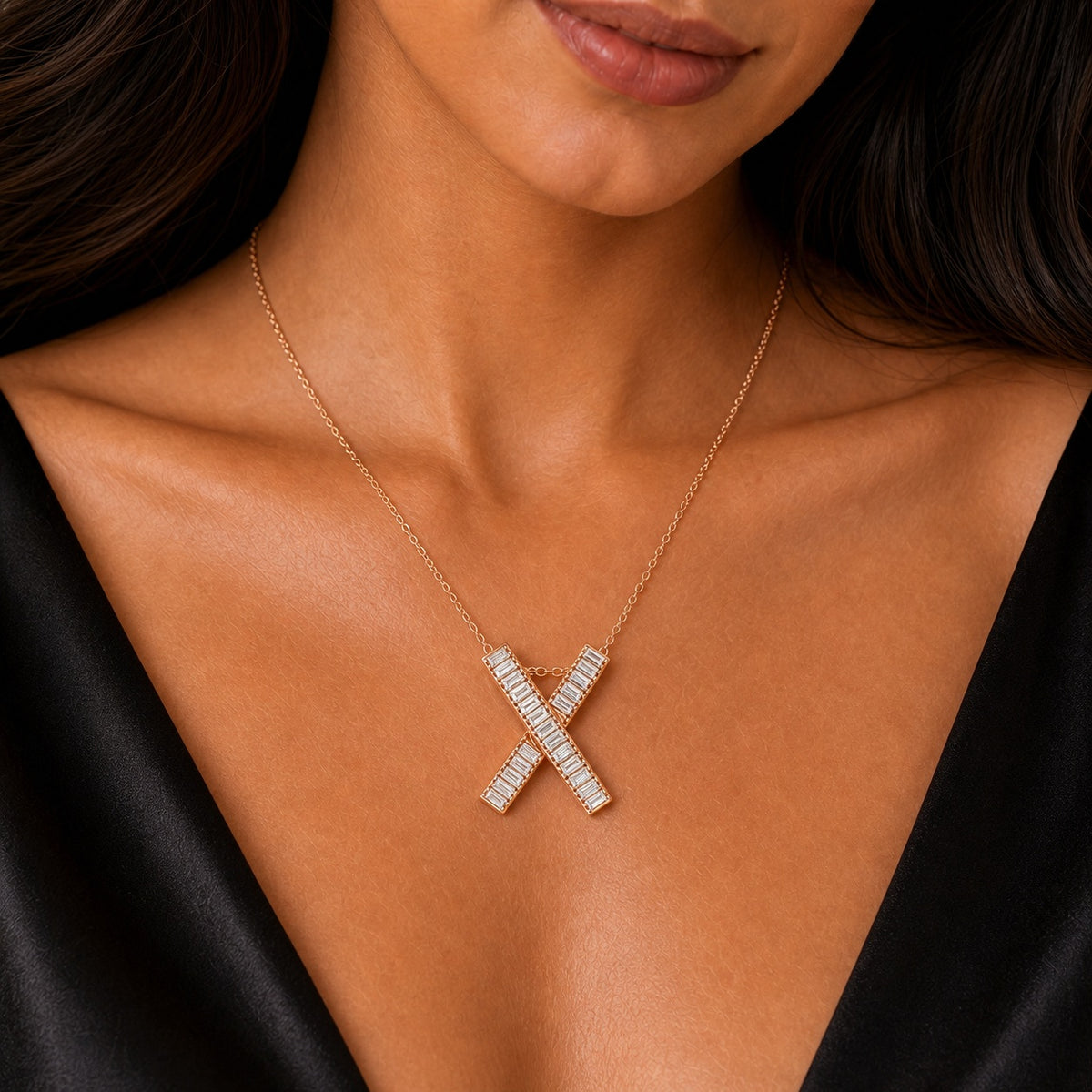 Rose Gold Prism Cross Pendant product image 3