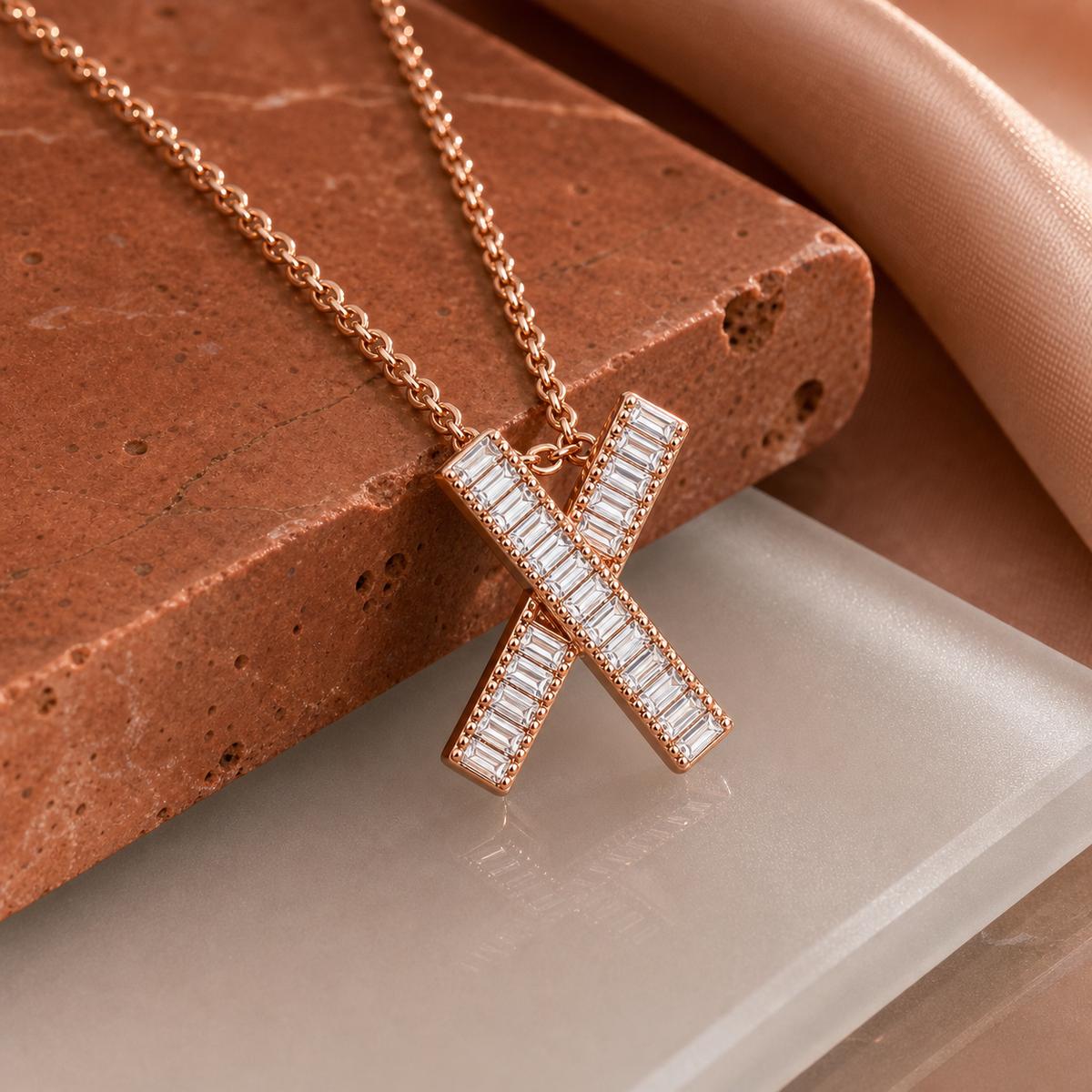 Rose Gold Prism Cross Pendant product image 5