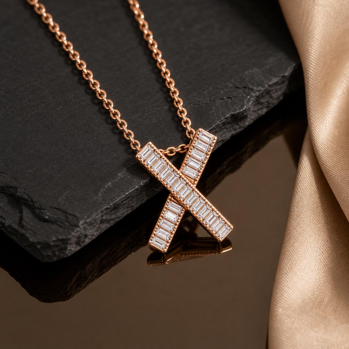 Rose Gold Prism Cross Pendant product image 2