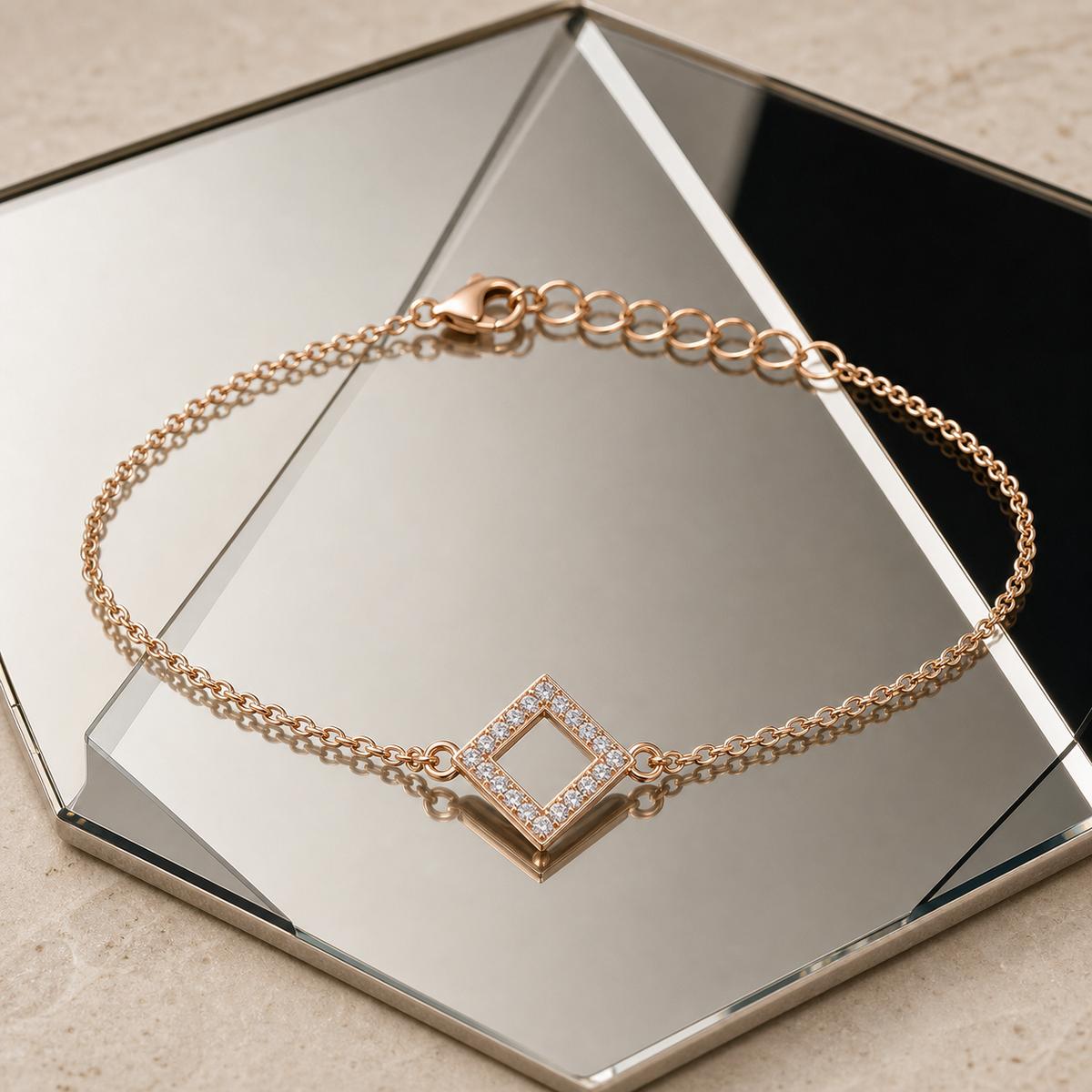 Rose Gold Prism Diamond Anklet product image 12