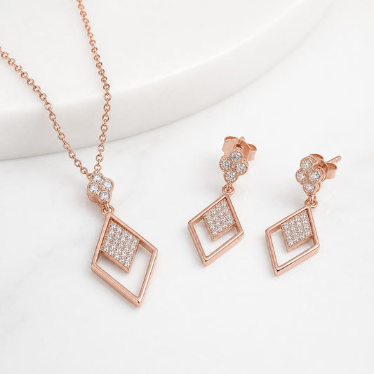 Rose Gold Prism Diamond Drop Jewellery Set product image 1