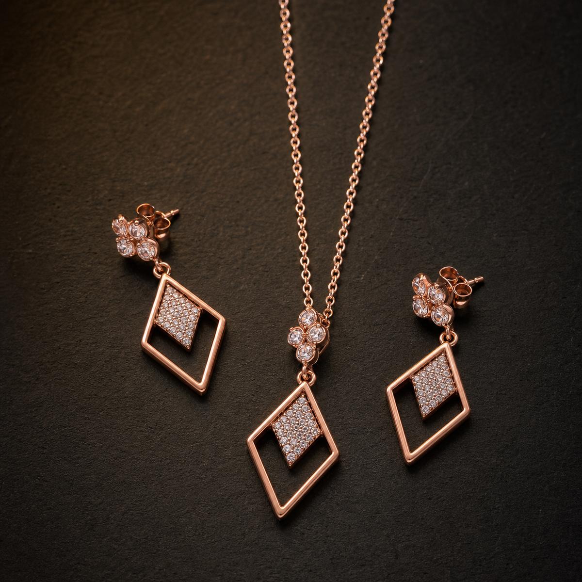 Rose Gold Prism Diamond Drop Jewellery Set product image 2
