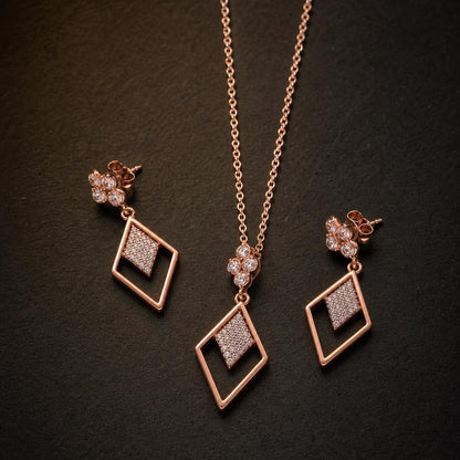 Rose Gold Prism Diamond Drop Jewellery Set product image 2