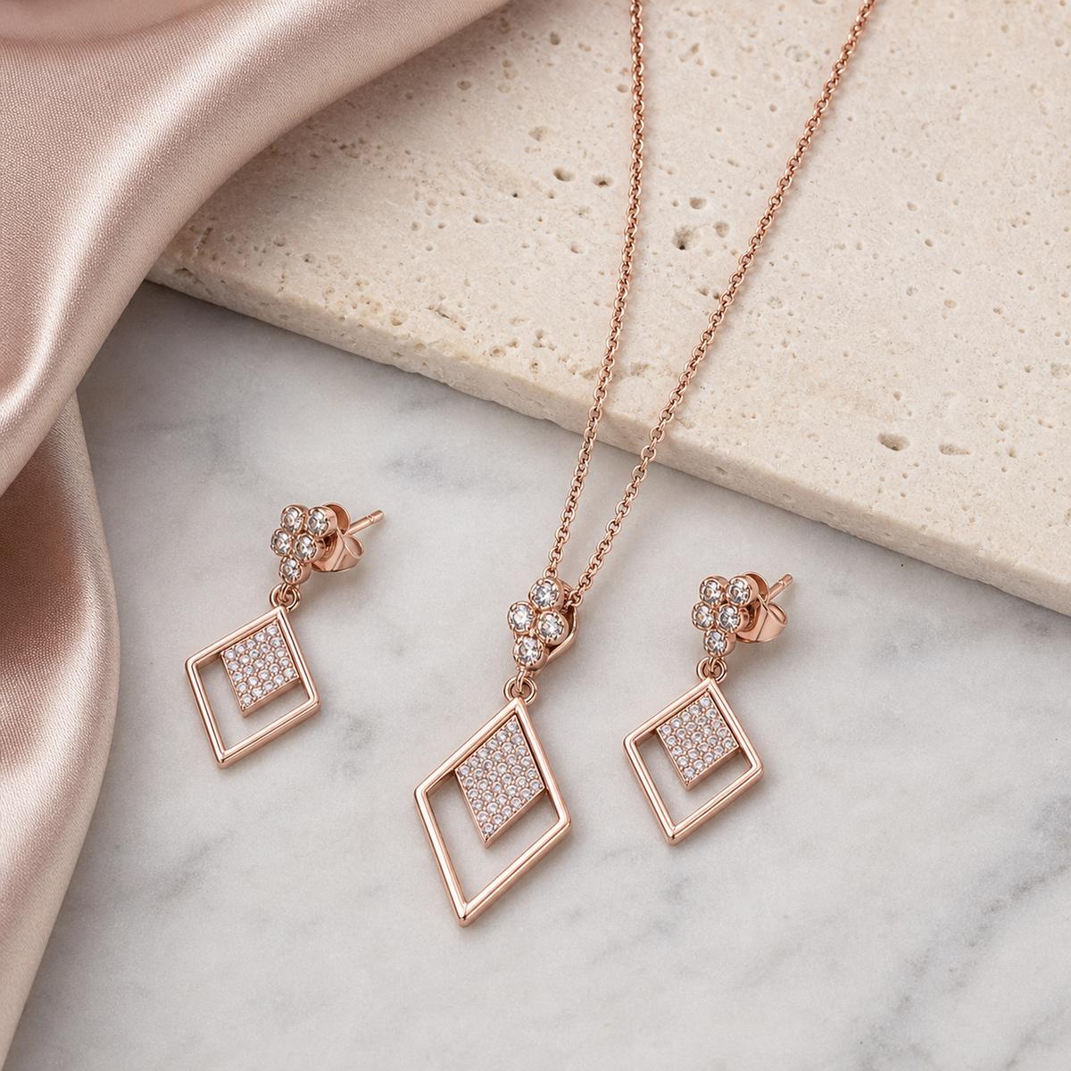 Rose Gold Prism Diamond Drop Jewellery Set product image 3