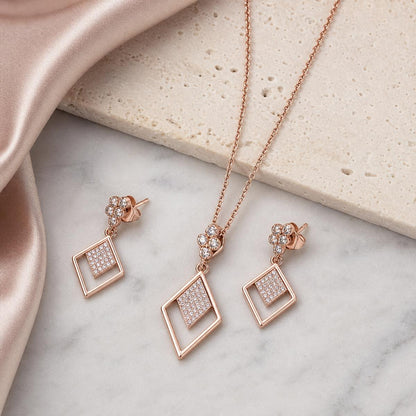 Rose Gold Prism Diamond Drop Jewellery Set product image 3