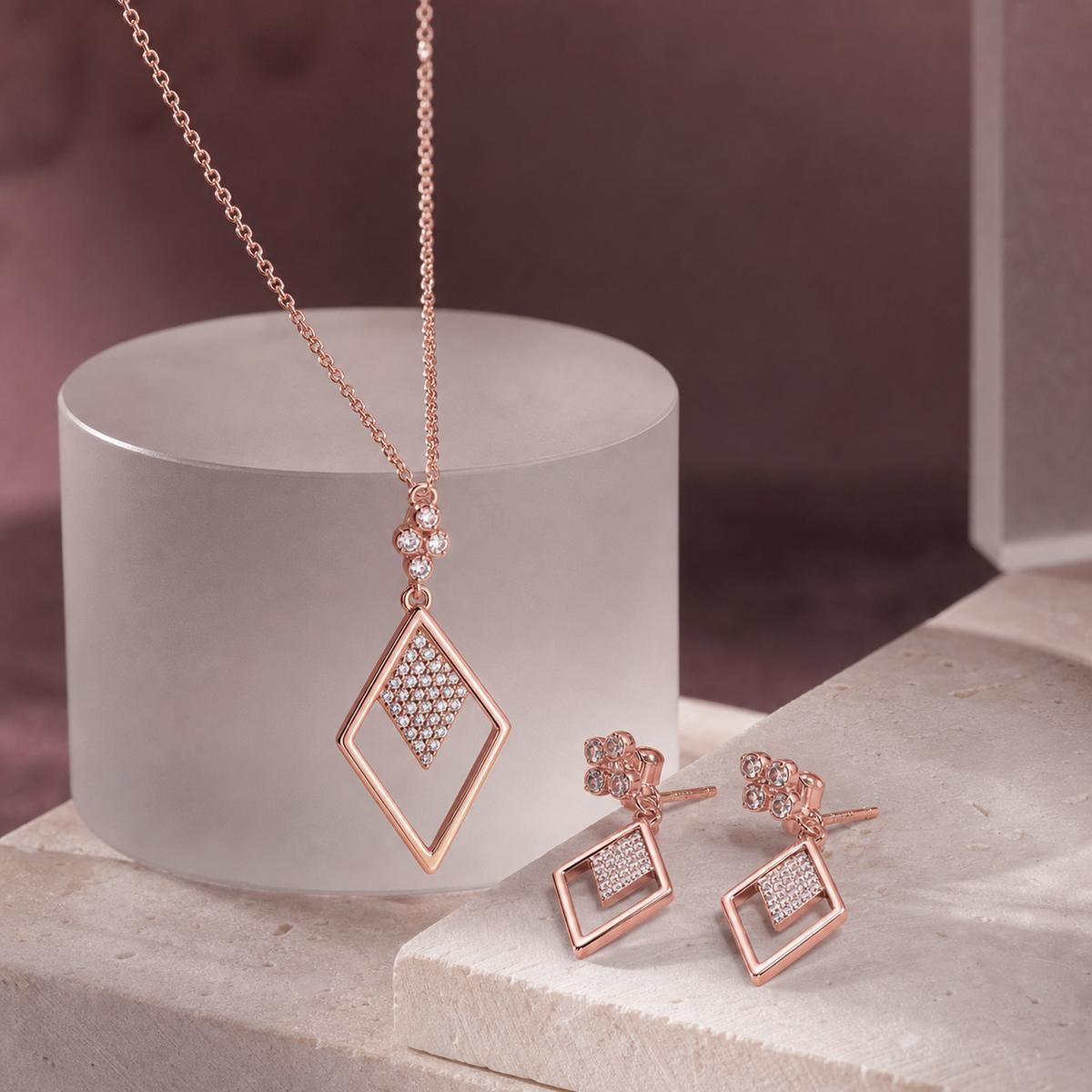 Rose Gold Prism Diamond Drop Jewellery Set product image 5