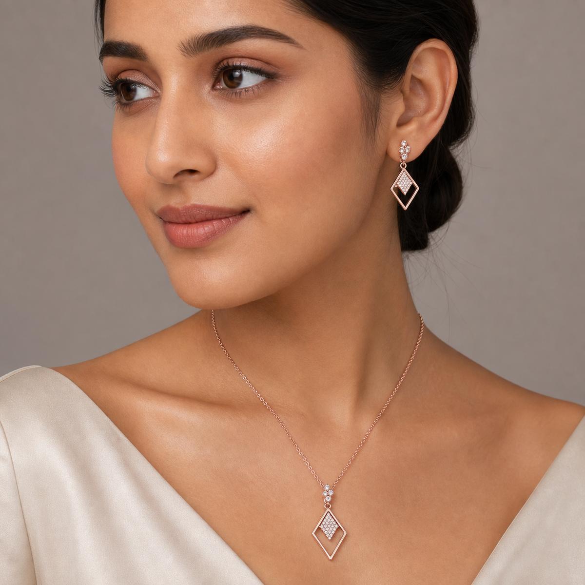 Rose Gold Prism Diamond Drop Jewellery Set product image 6