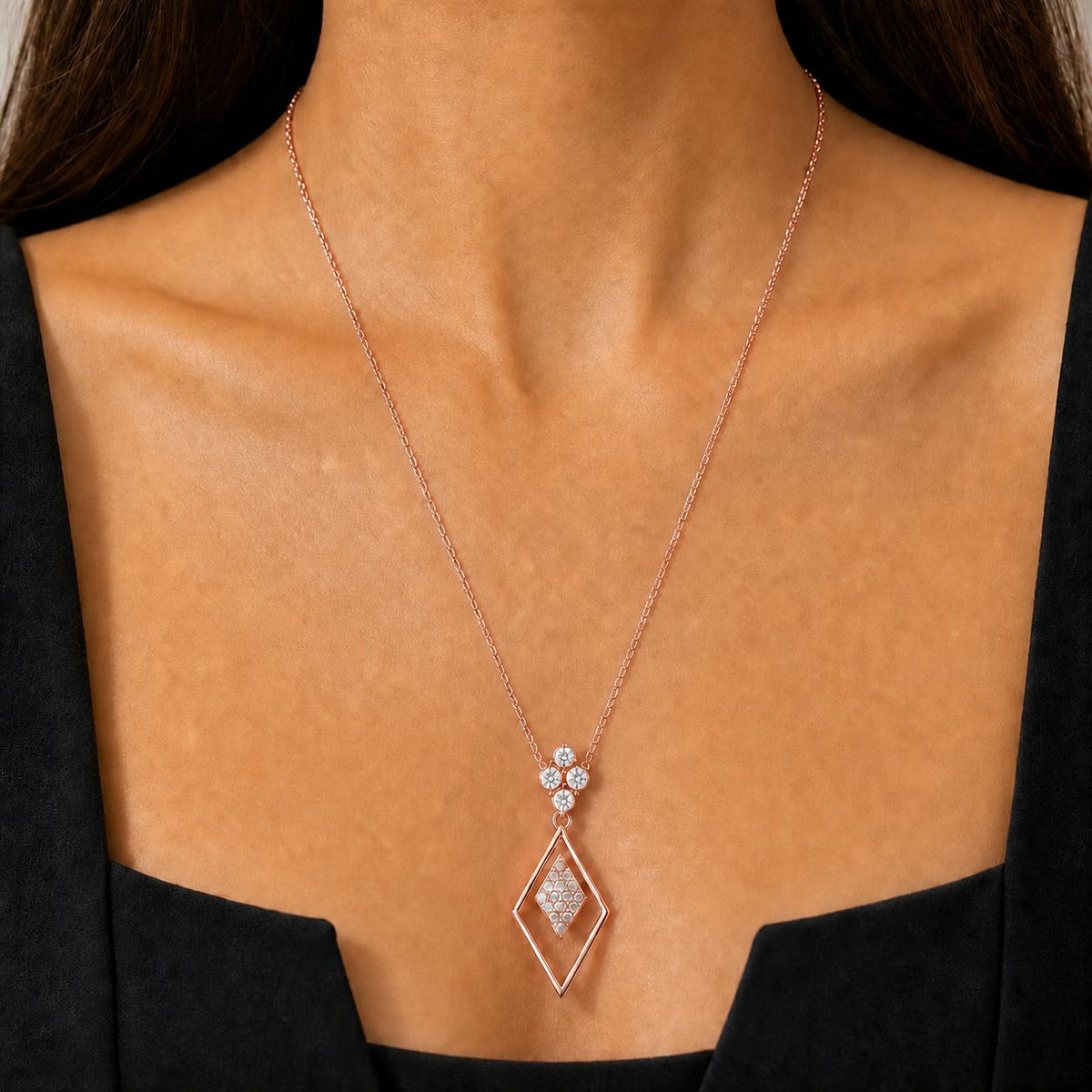 Rose Gold Prism Diamond Pendant product image 3