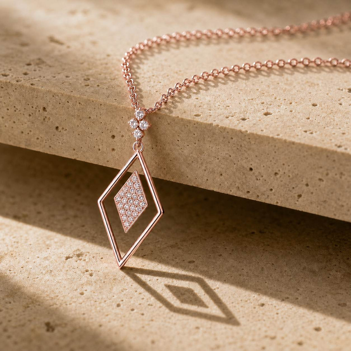 Rose Gold Prism Diamond Pendant product image 5