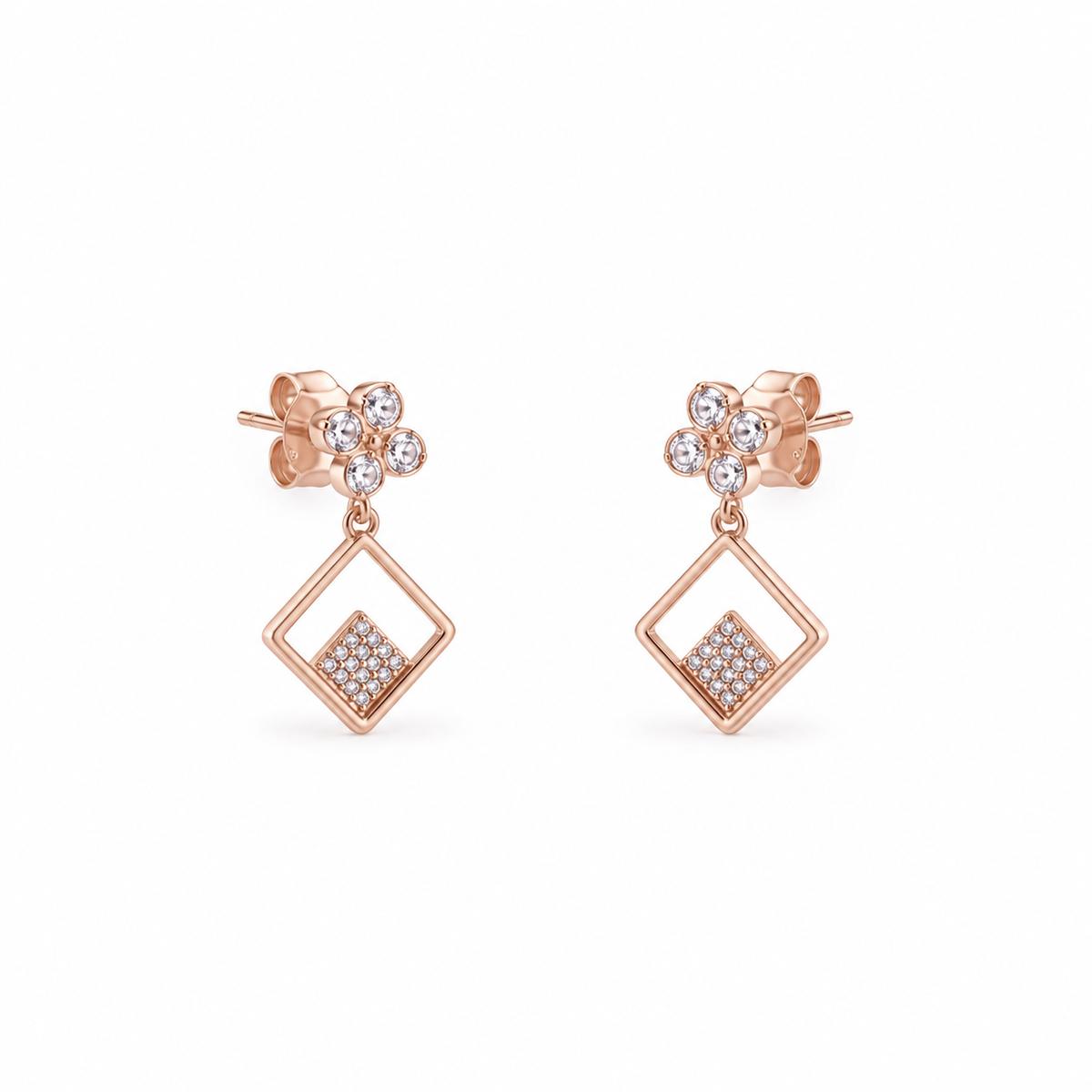 Rose Gold Prism Floral Diamond Drop Earrings product image 1