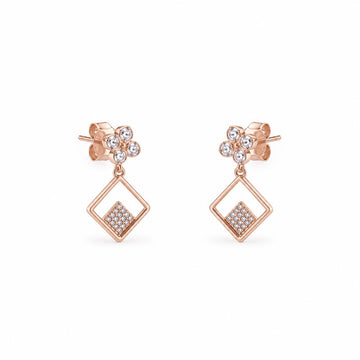 Rose Gold Prism Floral Diamond Drop Earrings product image 1