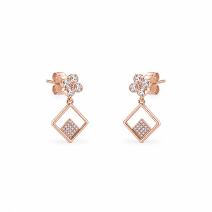 Rose Gold Prism Floral Diamond Drop Earrings product image 1