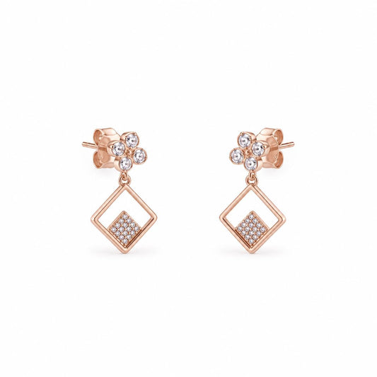 Rose Gold Prism Floral Diamond Drop Earrings product image 1