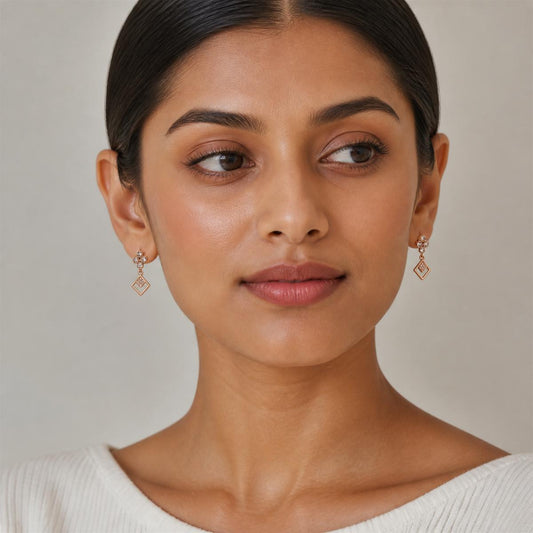 Rose Gold Prism Floral Diamond Drop Earrings product image 2