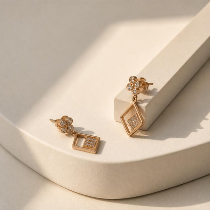 Rose Gold Prism Floral Diamond Drop Earrings product image 3