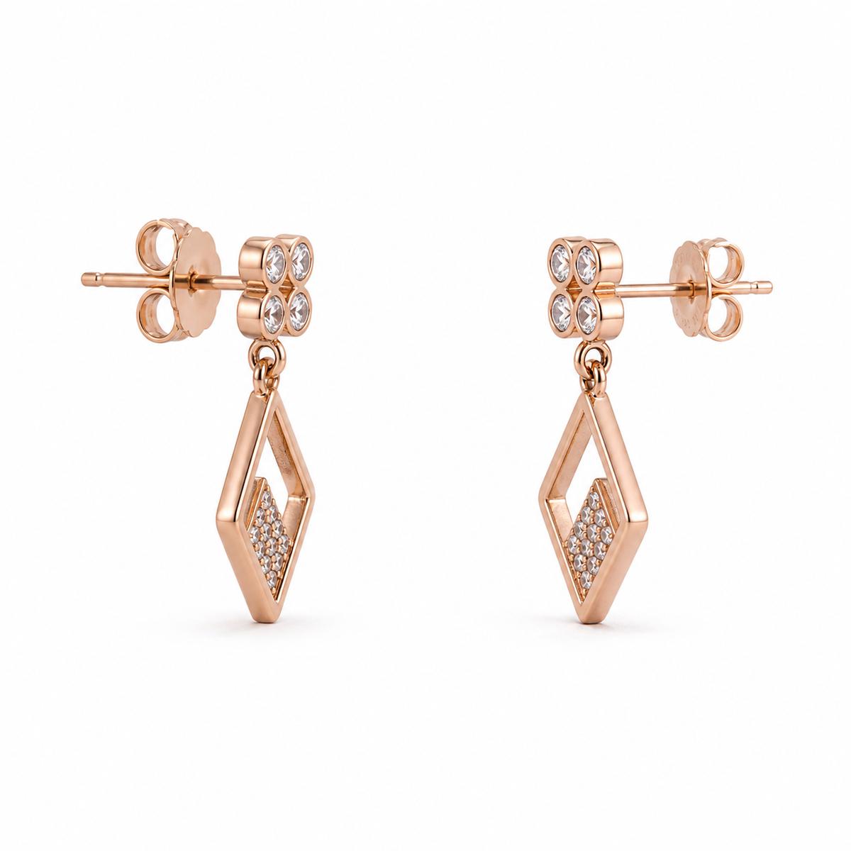 Rose Gold Prism Floral Diamond Drop Earrings product image 5