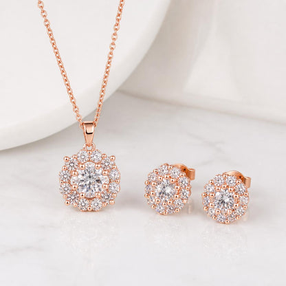 Rose Gold Rosette Cluster Jewellery Set product image 1